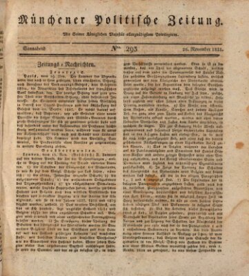 Münchener politische Zeitung (Süddeutsche Presse) Samstag 26. November 1831