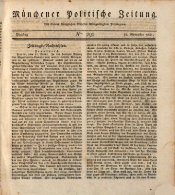 Münchener politische Zeitung (Süddeutsche Presse) Dienstag 29. November 1831