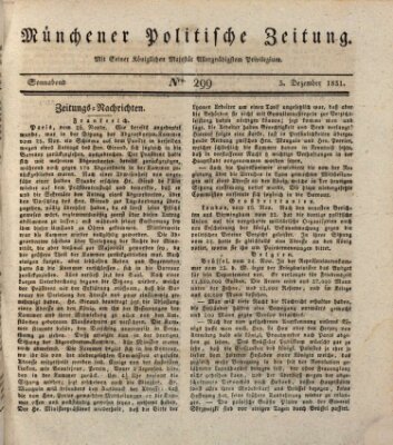 Münchener politische Zeitung (Süddeutsche Presse) Samstag 3. Dezember 1831