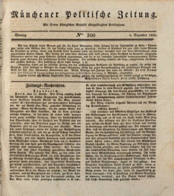 Münchener politische Zeitung (Süddeutsche Presse) Montag 5. Dezember 1831