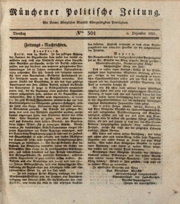 Münchener politische Zeitung (Süddeutsche Presse) Dienstag 6. Dezember 1831