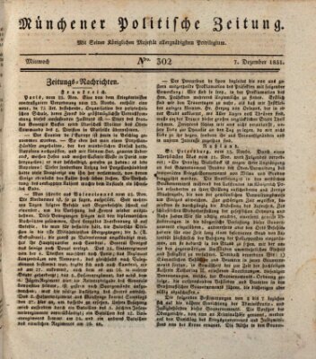 Münchener politische Zeitung (Süddeutsche Presse) Mittwoch 7. Dezember 1831