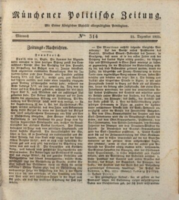 Münchener politische Zeitung (Süddeutsche Presse) Mittwoch 21. Dezember 1831