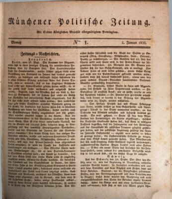 Münchener politische Zeitung (Süddeutsche Presse) Montag 2. Januar 1832