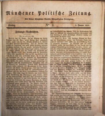 Münchener politische Zeitung (Süddeutsche Presse) Dienstag 3. Januar 1832