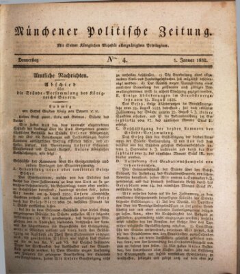 Münchener politische Zeitung (Süddeutsche Presse) Donnerstag 5. Januar 1832