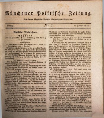 Münchener politische Zeitung (Süddeutsche Presse) Montag 9. Januar 1832