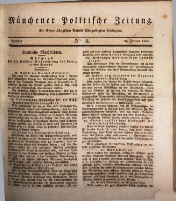 Münchener politische Zeitung (Süddeutsche Presse) Dienstag 10. Januar 1832