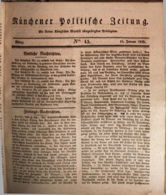 Münchener politische Zeitung (Süddeutsche Presse) Montag 16. Januar 1832