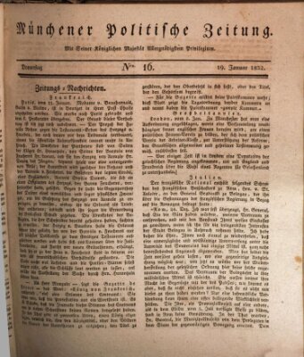 Münchener politische Zeitung (Süddeutsche Presse) Donnerstag 19. Januar 1832