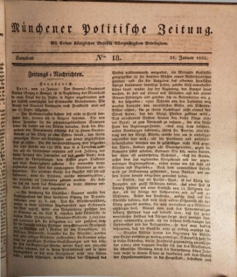 Münchener politische Zeitung (Süddeutsche Presse) Samstag 21. Januar 1832