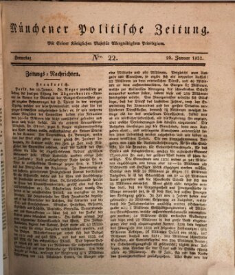 Münchener politische Zeitung (Süddeutsche Presse) Donnerstag 26. Januar 1832