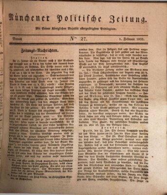 Münchener politische Zeitung (Süddeutsche Presse) Mittwoch 1. Februar 1832