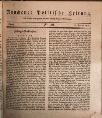 Münchener politische Zeitung (Süddeutsche Presse) Freitag 10. Februar 1832