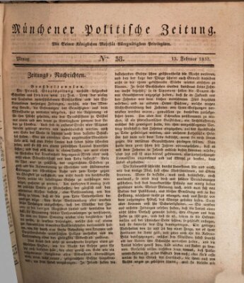 Münchener politische Zeitung (Süddeutsche Presse) Montag 13. Februar 1832