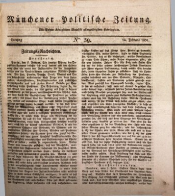 Münchener politische Zeitung (Süddeutsche Presse) Dienstag 14. Februar 1832