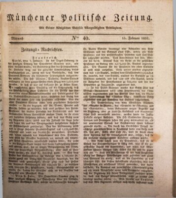 Münchener politische Zeitung (Süddeutsche Presse) Mittwoch 15. Februar 1832