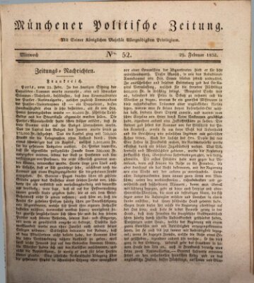 Münchener politische Zeitung (Süddeutsche Presse) Mittwoch 29. Februar 1832