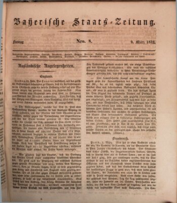 Münchener politische Zeitung (Süddeutsche Presse) Freitag 9. März 1832