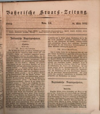 Münchener politische Zeitung (Süddeutsche Presse) Freitag 16. März 1832