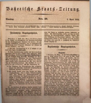 Münchener politische Zeitung (Süddeutsche Presse) Dienstag 3. April 1832