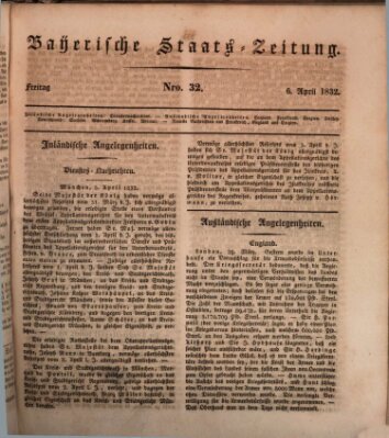 Münchener politische Zeitung (Süddeutsche Presse) Freitag 6. April 1832