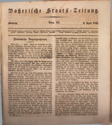 Münchener politische Zeitung (Süddeutsche Presse) Sonntag 8. April 1832