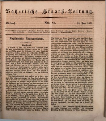 Münchener politische Zeitung (Süddeutsche Presse) Mittwoch 13. Juni 1832