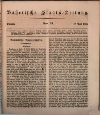 Münchener politische Zeitung (Süddeutsche Presse) Dienstag 19. Juni 1832