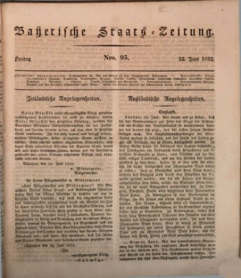Münchener politische Zeitung (Süddeutsche Presse) Freitag 22. Juni 1832
