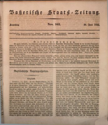 Münchener politische Zeitung (Süddeutsche Presse) Samstag 30. Juni 1832