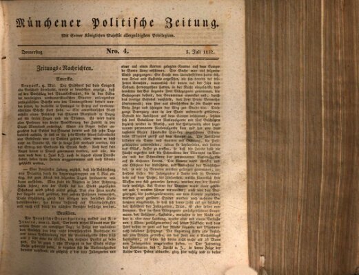 Münchener politische Zeitung (Süddeutsche Presse) Donnerstag 5. Juli 1832