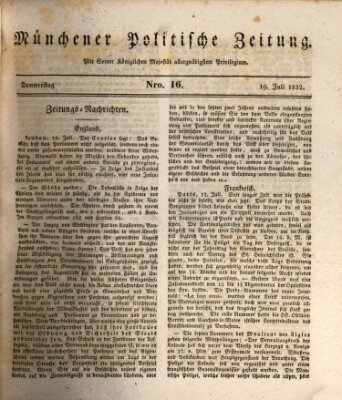 Münchener politische Zeitung (Süddeutsche Presse) Donnerstag 19. Juli 1832