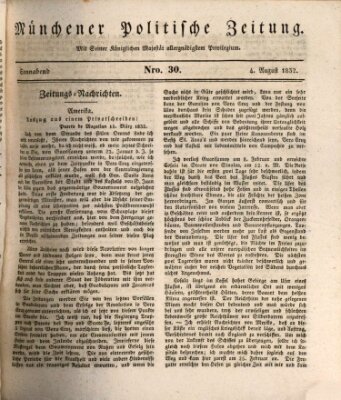 Münchener politische Zeitung (Süddeutsche Presse) Samstag 4. August 1832