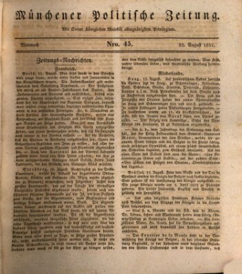 Münchener politische Zeitung (Süddeutsche Presse) Mittwoch 22. August 1832
