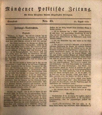 Münchener politische Zeitung (Süddeutsche Presse) Samstag 25. August 1832