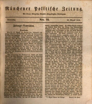 Münchener politische Zeitung (Süddeutsche Presse) Donnerstag 30. August 1832