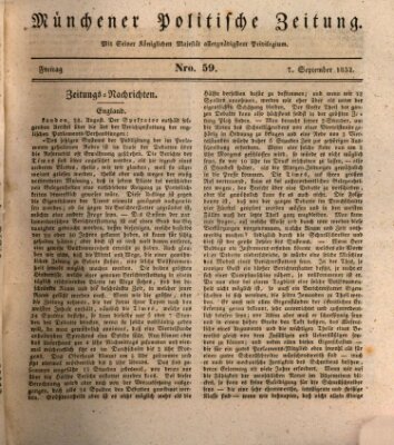 Münchener politische Zeitung (Süddeutsche Presse) Freitag 7. September 1832