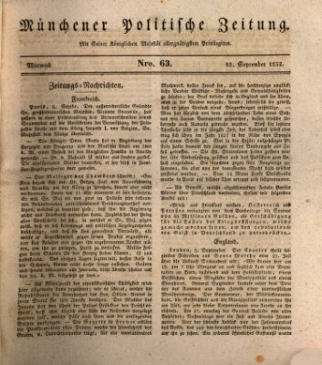 Münchener politische Zeitung (Süddeutsche Presse) Mittwoch 12. September 1832