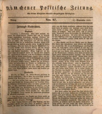 Münchener politische Zeitung (Süddeutsche Presse) Montag 17. September 1832