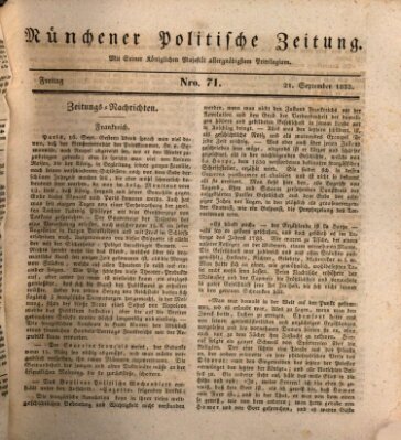 Münchener politische Zeitung (Süddeutsche Presse) Freitag 21. September 1832