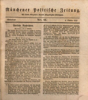 Münchener politische Zeitung (Süddeutsche Presse) Samstag 6. Oktober 1832