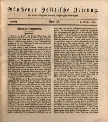 Münchener politische Zeitung (Süddeutsche Presse) Montag 8. Oktober 1832