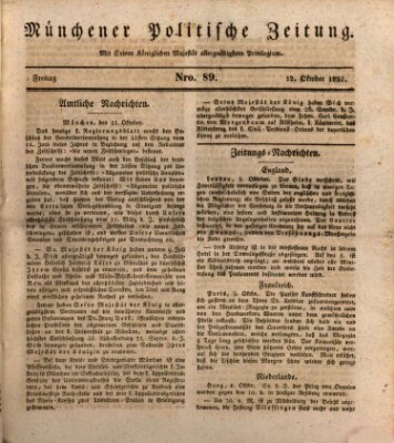 Münchener politische Zeitung (Süddeutsche Presse) Freitag 12. Oktober 1832