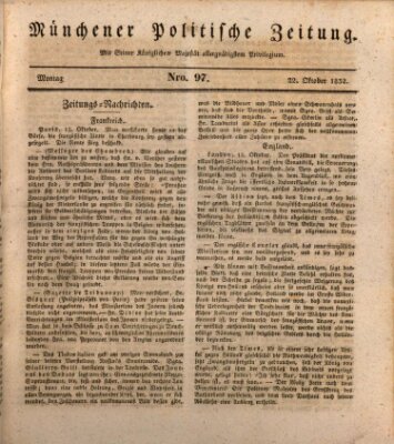 Münchener politische Zeitung (Süddeutsche Presse) Montag 22. Oktober 1832