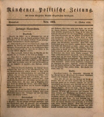 Münchener politische Zeitung (Süddeutsche Presse) Samstag 27. Oktober 1832