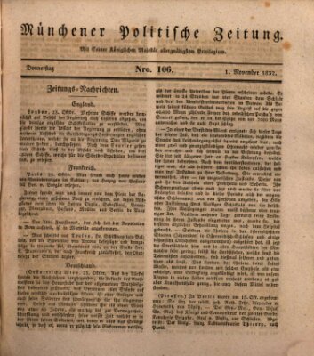 Münchener politische Zeitung (Süddeutsche Presse) Donnerstag 1. November 1832