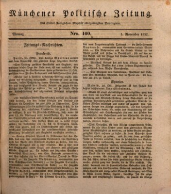 Münchener politische Zeitung (Süddeutsche Presse) Montag 5. November 1832