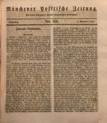 Münchener politische Zeitung (Süddeutsche Presse) Donnerstag 8. November 1832