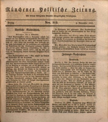 Münchener politische Zeitung (Süddeutsche Presse) Freitag 9. November 1832